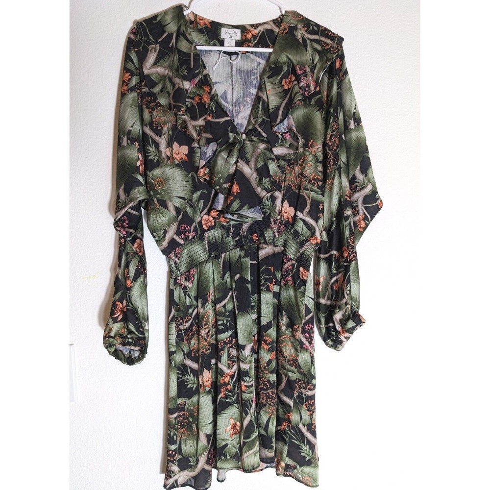 JOHANNA ORTIZ x H&M Patterned Dress With Flounce Chic Tropical Print Size M